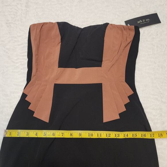 NWT Ark & Co Art Deco Strapless Bodycon Brown Black Sexy Cocktail Dress, Small - Picture 6 of 9
